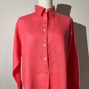 Lauren RL, Linen High-Low Tunic, Vivid Pink, Size M